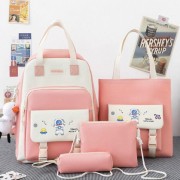 Рюкзак 4 в 1 школьный для девочки розовый (набор: рюкзак, шоппер, пенал, сумочка)