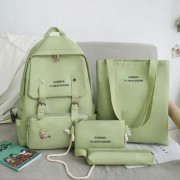 Рюкзак 4 в 1 школьный для девочки зеленый VV 7 (набор: рюкзак, шоппер, пенал, сумочка)