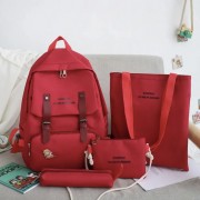 Рюкзак 4 в 1 школьный для девочки красный VV 6 (набор: рюкзак, шоппер, пенал, сумочка)