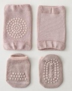 Набор наколенников и носков детских для ползания малышей антискользящих светло-розовые (6 мес-3 лет)