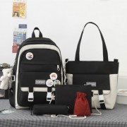 Рюкзак 5 в 1 шкільний для дівчинки чорно-білий CLBDBAG (рюкзак, шоппер, пенал, сумочка, гаманець)