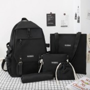 Рюкзак 5 в 1 школьный для девочки черный Sugebag (набор: рюкзак, шоппер, пенал, сумочка, кошелек