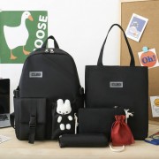 Рюкзак 5 в 1 школьный для девочки черный CLBD (набор: рюкзак, шоппер, пенал, сумочка, кошелек)