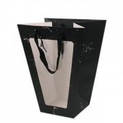 Бумажная черная мраморная сумочка для цветов Flora (12 шт.) 39176