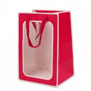 Бумажная красно-белая сумочка для цветов Flora (12 шт.) 39268