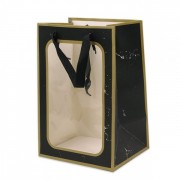 Бумажная черно-золотая сумочка для цветов Flora (12 шт.) 39185