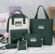 Рюкзак 5 в 1 шкільний для дівчинки зелено-білий Doudo (нрюкзак, шоппер, пенал, сумочка, гаманець)