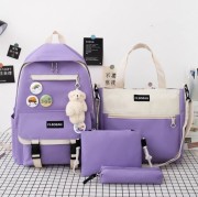 Рюкзак 4 в 1 школьный для девочки фиолетово-белый CLBDBAG 1195 (рюкзак, шоппер, пенал, сумочка)