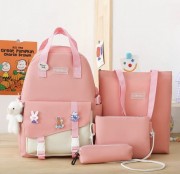 Рюкзак 4 в 1 шкільний для дівчинки рожево-білий CLBDBAG 1985 (набір: рюкзак, шоппер, пенал, сумочка)