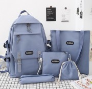 Рюкзак 5 в 1 шкільний для дівчинки блакитний Sugebag (рюкзак, шоппер, пенал, сумочка, гаманець)
