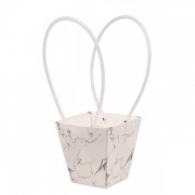 Бумажная белая мраморная сумочка Flora для цветов (10 шт.) 39204