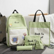 Рюкзак 5в1 школьный для девочки салатово-белый Back To School (рюкзак,шоппер,пенал,сумочка,кошелек)
