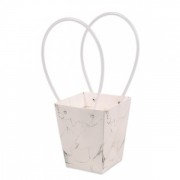 Бумажная белая мраморная сумочка Flora для цветов (10 шт.) 39207
