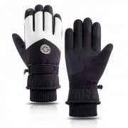 Лыжные перчатки с мехом унисекс Q202 р. L Черный с белым