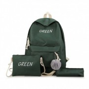 Рюкзак 3 в 1 школьный для девочки зеленый Green (набор: рюкзак, пенал, сумочка)