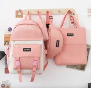 Рюкзак 4 в 1 шкільний для дівчинки світло-рожевий Kay (набір: рюкзак + сумка + пенал + бананка)