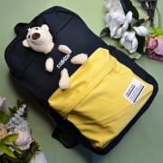 Рюкзак школьный для девочки и мальчика Bear Fashion Черный с желтым