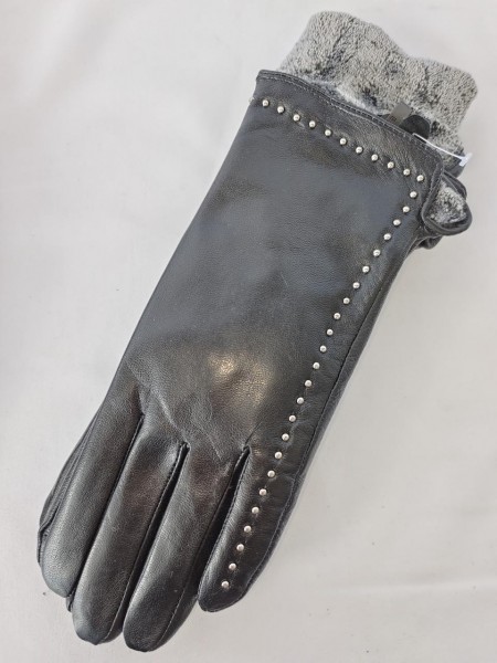 Жіночі рукавички натуральна шкіра 06# р. 7,5 Чорний