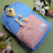 Рюкзак школьный для девочки и мальчика Bear Fashion Голубой с розовым