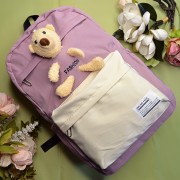 Рюкзак школьный для девочки и мальчика Bear Fashion Розовый с белым