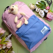 Рюкзак школьный для девочки и мальчика Bear Fashion Розовый с синим