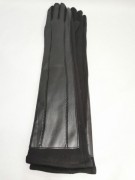 Длинные женские перчатки трикотаж с кожей 55-5 р. 8,5 Черный