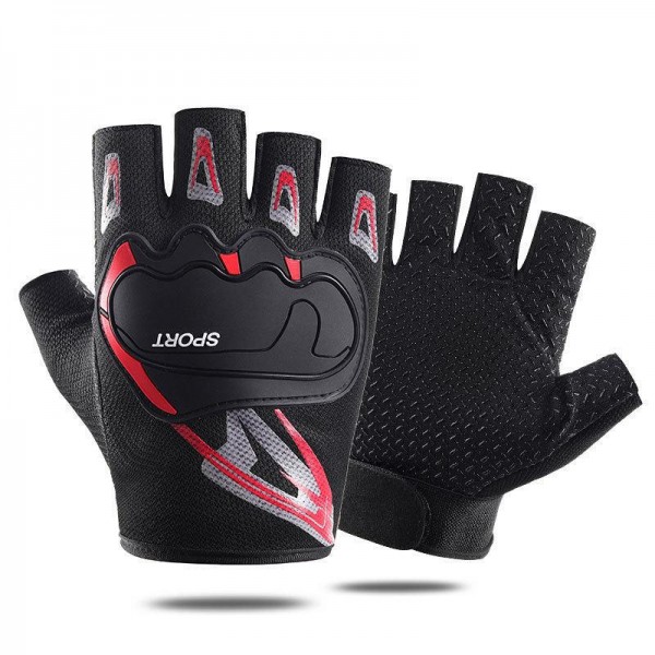 Спортивные перчатки для фитнеса с флисом Q9074 р. M Черный с красным