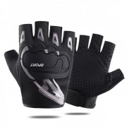 Спортивні рукавички для фітнесу з флісом Q9074 р. M Чорний із сірим