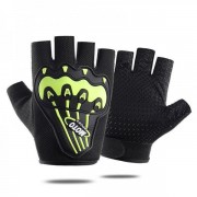 Спортивные перчатки для фитнеса с флисом Q9077 р. M Черный с зеленым
