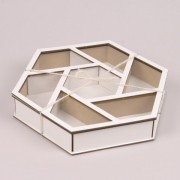 Подарочная белая Flora коробка с прозрачной крышкой шестигранная 33255