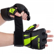 Перчатки для смешанных единоборств MMA Zelart BO-8355 XL Черный-салатовый
