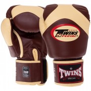 Перчатки боксерские кожаные TWINS BGVL13 VELCRO 14 унций Темно-коричневый-ванильный