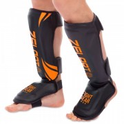 Защита голени и стопы для единоборств Zelart BO-8356 S Черный-оранжевый