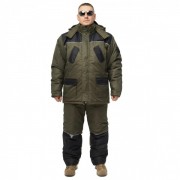 Теплый зимний костюм Турист для рыбаков и охотников -30°С олива/черный, размер 48/50