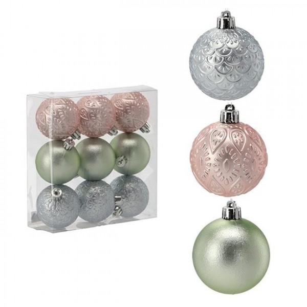 Набір пластикових новорічних кульок мікс Flora 9 шт. D-6 см. 43059