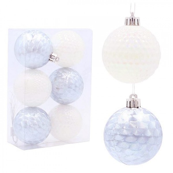 Набір пластикових новорічних кульок мікс Flora 6 шт. D-6 см. 43063