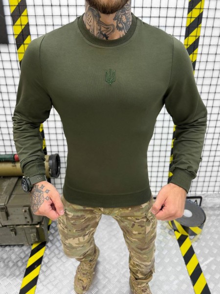 Военный свитер для ЗСУ, свитер армейский с гербом Хаки, размер L