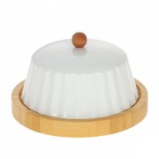 Тарелка бамбуковая Flora для пирожных с крышкой 17 см. 32656