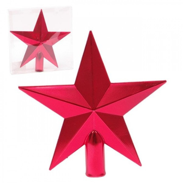 Верхушка пластиковая на елку Звезда Flora красная H-20 см. 43076