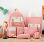 Рюкзак 5 в 1 шкільний для дівчинки рожево-білий Good (рюкзак, шоппер, пенал, сумочка, гаманець)