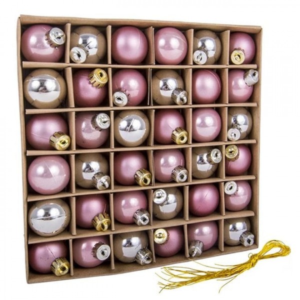 Набір пластикових новорічних кульок мікс Flora 36 шт. D-3 см. 43159