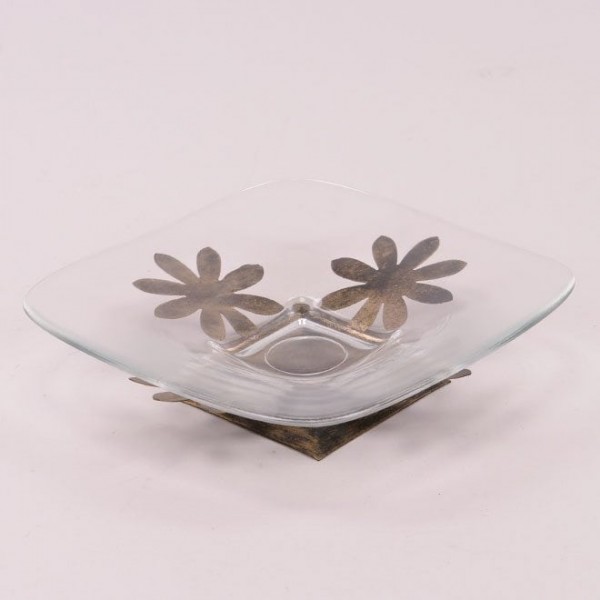 Фруктівниця скляна Flora на металевій підставці 22х22 см. 3186