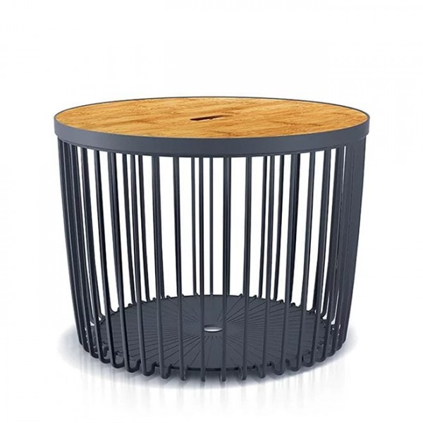 Столик-кошик пластиковий Flora з бамбуковою стільницею антрацитовий 58.5см. 92745