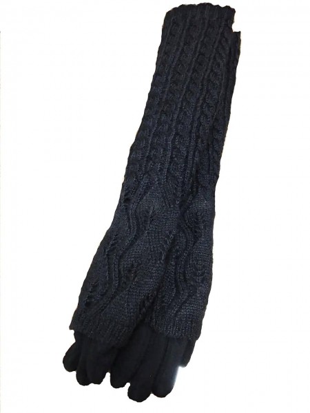 Перчатки женские длинные трикотаж р. M CKXT-002 Черный