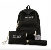 Рюкзак 3 в 1 школьный для девочки черный Black (набор: рюкзак, пенал, сумочка)